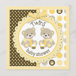 Twin Boys Teddy Bears Stropdassen Baby shower Kaart