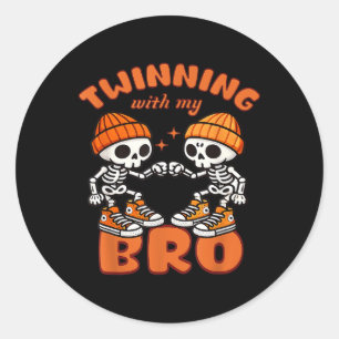 Twin Boys Twinning Halloween Beste Vriend Matching Ronde Sticker