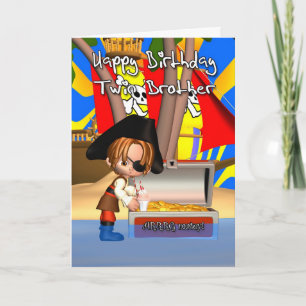 Twin Brother Birthday Card Pirate Treasure Kaart
