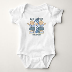 Twin Brothers First Birthday Baby Creeper Romper