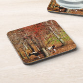 Twin Brown and White Horses Drankjes Onderzetter (Linkerzijde)