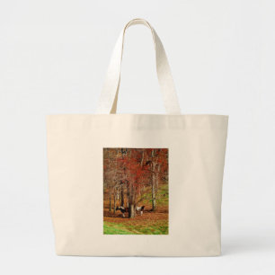 Twin Brown and White Horses Grote Tote Bag
