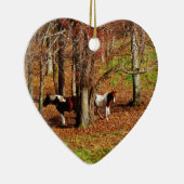 Twin Brown and White Horses Keramisch Ornament (Rechts)