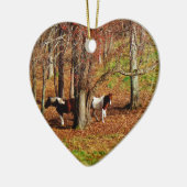 Twin Brown and White Horses Keramisch Ornament (Links)