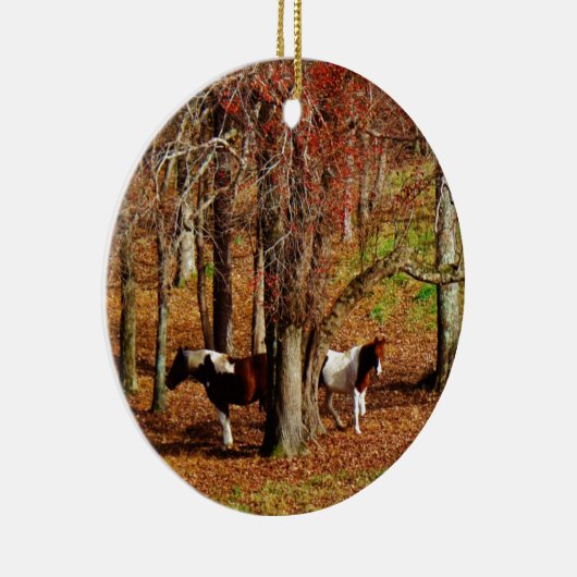 Twin Brown and White Horses Keramisch Ornament (Rechts)