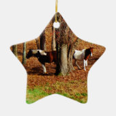 Twin Brown and White Horses Keramisch Ornament (Voorkant)