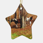 Twin Brown and White Horses Keramisch Ornament (Links)