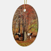 Twin Brown and White Horses Keramisch Ornament (Links)
