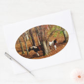 Twin Brown and White Horses Ovale Sticker (Envelop)