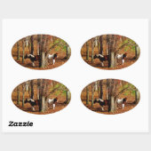 Twin Brown and White Horses Ovale Sticker (Vel)