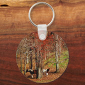 Twin Brown and White Horses Sleutelhanger (Voorkant)