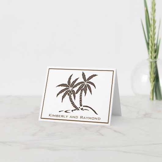 Twin Brown Tropical Palm Trees gepersonaliseerd Bedankkaart (Voorkant)