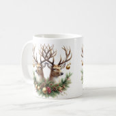 Twin Buck Deer Versierd met Ornamenten Koffiemok (Voorkant links)