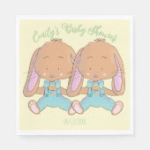 Twin Bunnies Baby shower Geel Papier Servet (Voorkant)