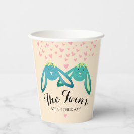 Twin Bunnies Baby shower Light Yellow Party Papieren Bekers