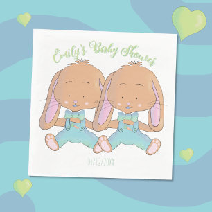 Twin Bunnies Baby shower White Paper Napkin Servet