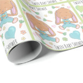 Twin Bunnies Spring Baby shower Wrapping Paper Cadeaupapier (Rol Hoek)