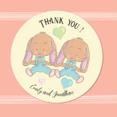 Twin Bunnies Spring Bedankt Gele Sticker