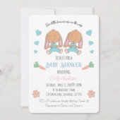 Twin Bunnies Spring Easter Baby shower Uitnodiging (Voorkant)