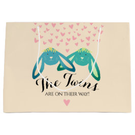 Twin Bunny Lovely Baby shower Light Yellow Party Groot Cadeauzakje