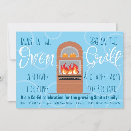 Twin Buns in de oven / BBQ op de Grill Co-ed Party Kaart (Voorkant)