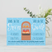 Twin Buns in de oven / BBQ op de Grill Co-ed Party Kaart (Staand voorkant)