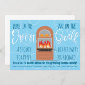 Twin Buns in de oven / BBQ op de Grill Co-ed Party Kaart (Voorkant / Achterkant)