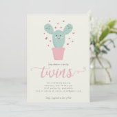 Twin Cacti | Twins Baby shower uitnodiging (Staand voorkant)
