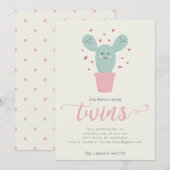 Twin Cacti | Twins Baby shower uitnodiging (Voorkant / Achterkant)