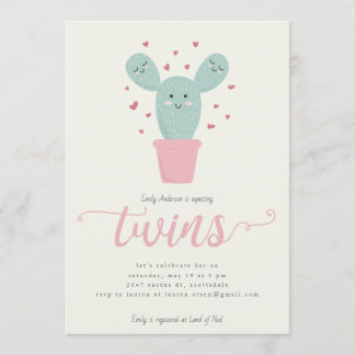 Twin Cacti | Twins Baby shower uitnodiging
