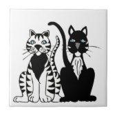 Twin Cartoon Cats Tegeltje (Voorkant)