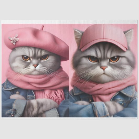 Twin Cat Trouble Makers pair Paper Tissuepapier (Voorkant)