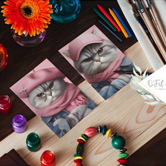 Twin Cat Trouble Makers pair Paper Tissuepapier