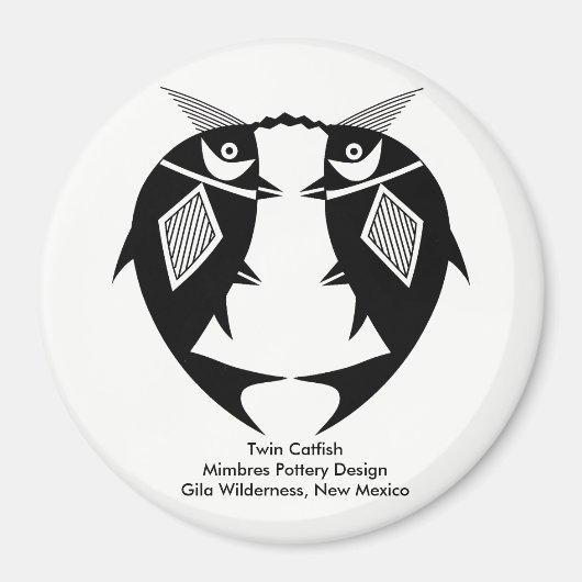 Twin Catfish, Mimbres Pottery Design Magneet (Voorkant)