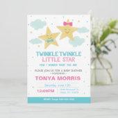 Twin Chalkboard Little Star Baby shower Invite Kaart (Staand voorkant)