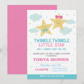 Twin Chalkboard Little Star Baby shower Invite Kaart (Voorkant / Achterkant)