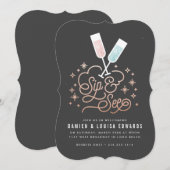 Twin Cheers to the Little One Sip & See Uitnodigin Kaart (Voorkant / Achterkant)