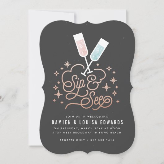 Twin Cheers to the Little One Sip & See Uitnodigin Kaart (Voorkant)