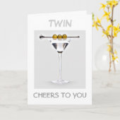TWIN-CHEERS VOOR U OP UW VERJAARDAG MARTINI STIJL KAART (Gele Bloem)