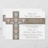 Twin Christening en First Community Invitation Kaart (Voorkant / Achterkant)