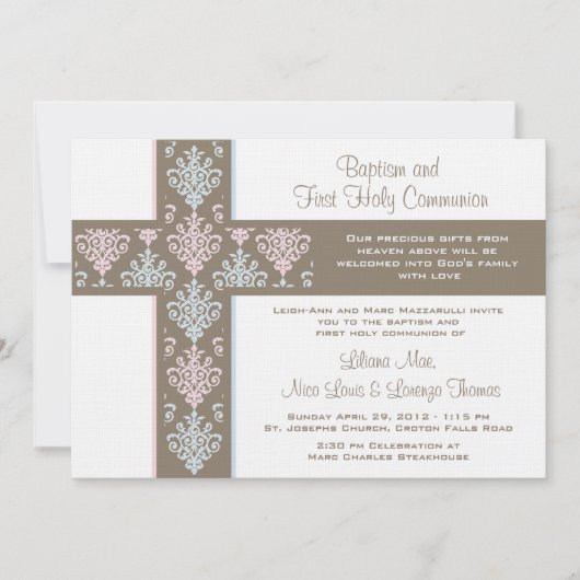 Twin Christening en First Community Invitation Kaart (Voorkant)