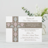 Twin Christening en First Community Invitation Kaart (Staand voorkant)