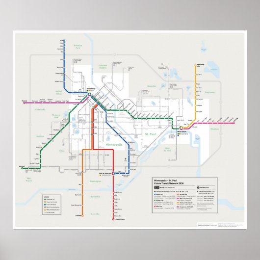 Twin Cities Transit Map (Toekomst) Poster (Voorkant)