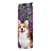 Twin Corgis in de tuin Thermosbeker (Gedraaid links)