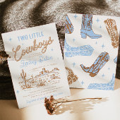 Twin Cowboys Baby shower Invitation Kaart