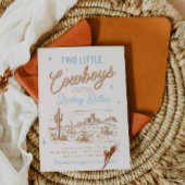 Twin Cowboys Baby shower Invitation Kaart