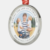 Twin Dad Foto Keepsake Hearts Metalen Ornament (Links)