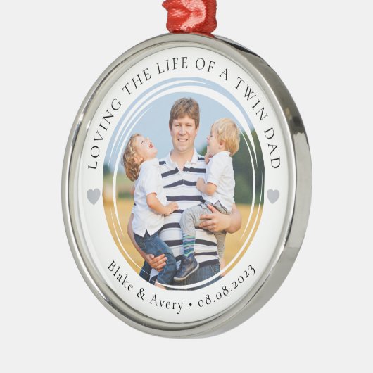 Twin Dad Foto Keepsake Hearts Metalen Ornament (Links)