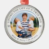 Twin Dad Foto Keepsake Hearts Metalen Ornament (Voorkant)