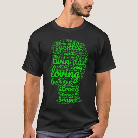 Twin Dad Green Word Cloud T-shirt (Voorkant)